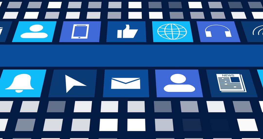 Digital Icons on Grid Pattern Background Social Media Concept