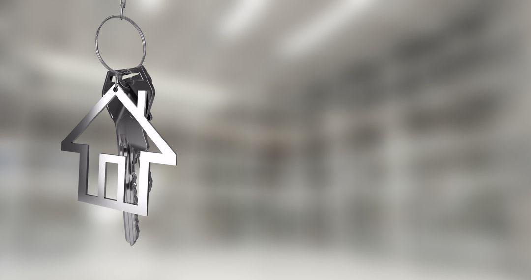 House-Shaped Keychain Symbolizing Homeownership and Real Estate Concept