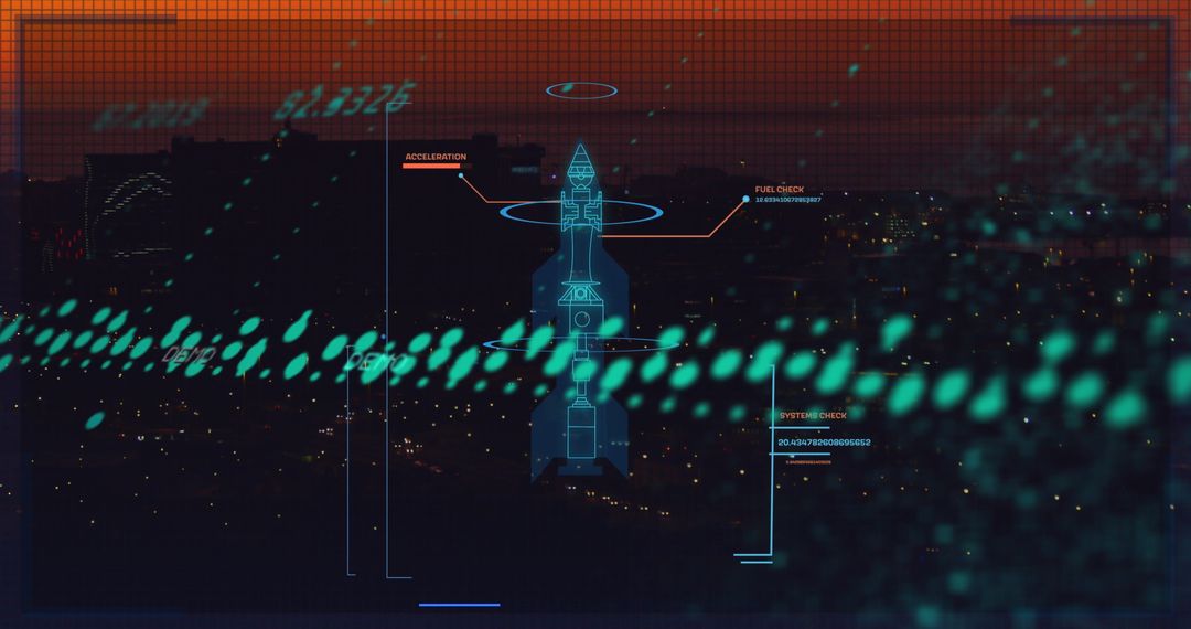 Futuristic City Technology Interface with Accelerating Data Overlay