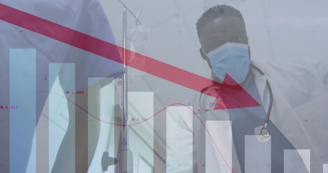 Doctor Analyzing Medical Data with Declining Chart Indicator