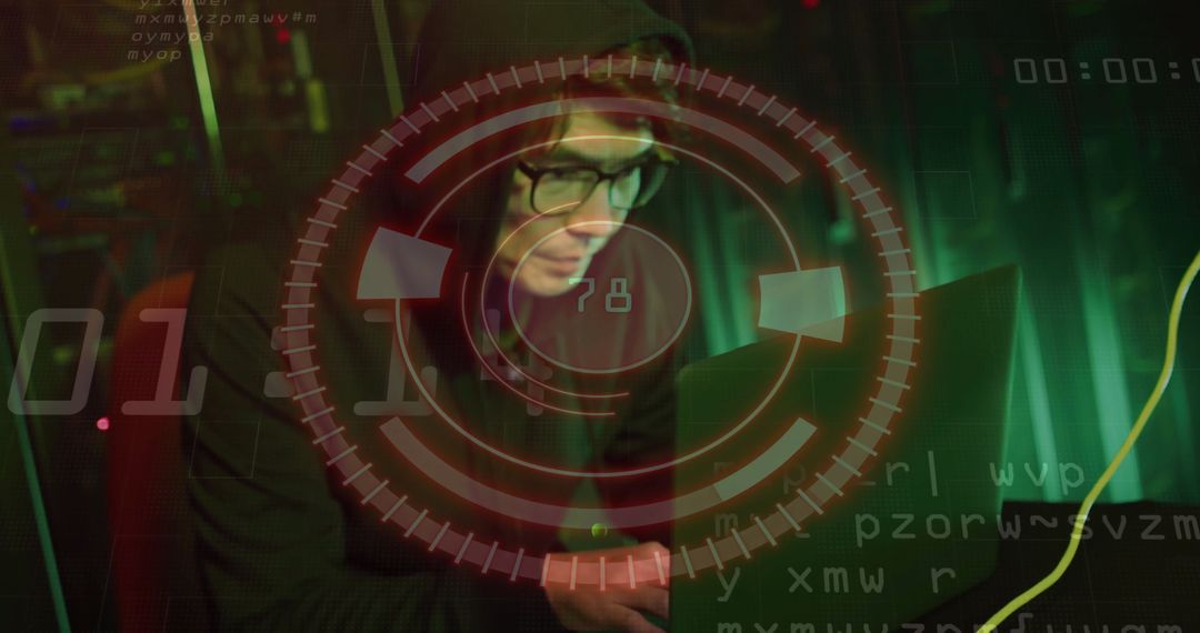 Cybersecurity Threat Concept with Hacker in Server Room