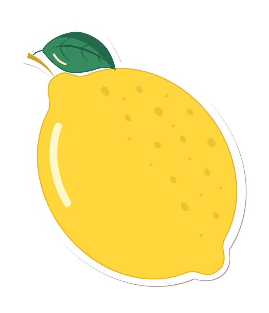 Fresh Flat Design Lemon Illustration with Transparent Background