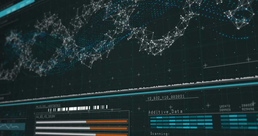 Futuristic Data Analysis Interface with Visual Analytics and Connection Points - Free Images, Stock Photos and Pictures on Pikwizard.com