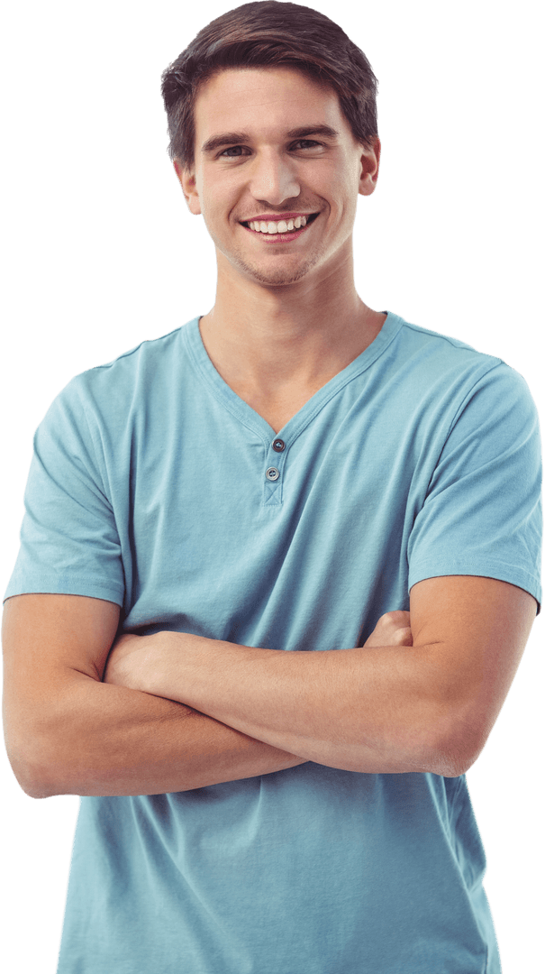 Happy Caucasian Gentleman in Casual Attire on Transparent Background