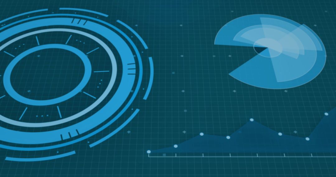 Futuristic Digital Interface with Security Elements and Graph