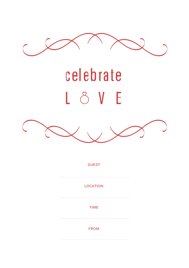 Elegant Transparent Love Invitation with Red Ornament Design - Download Free Stock Images Pikwizard.com