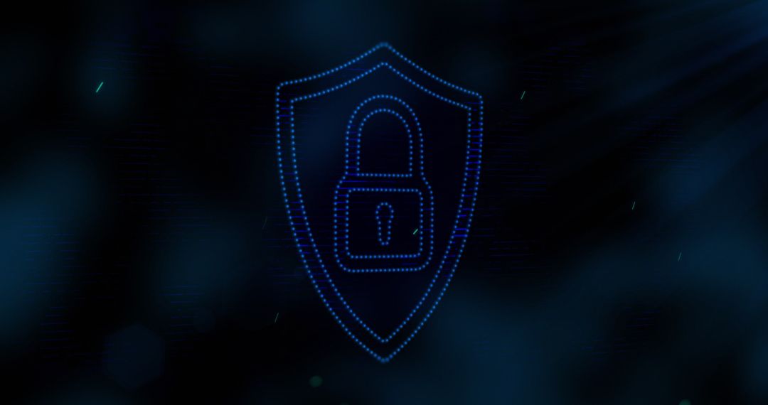Digital Security Shield with Padlock Icon on Dark Background