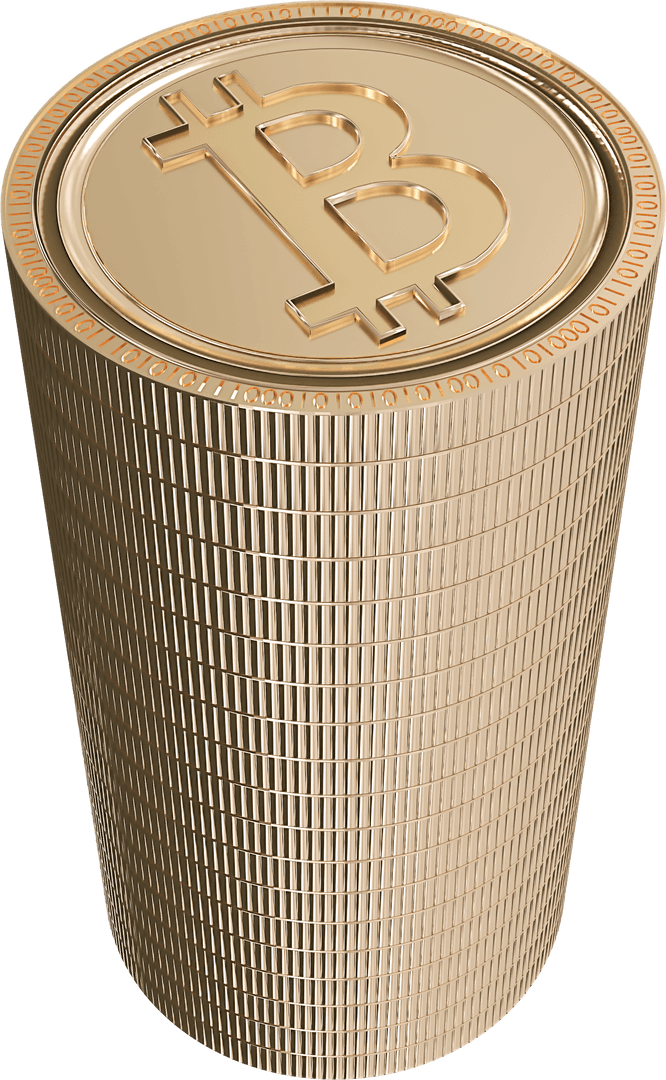 Stack of Bitcoin Coins on Transparent Background