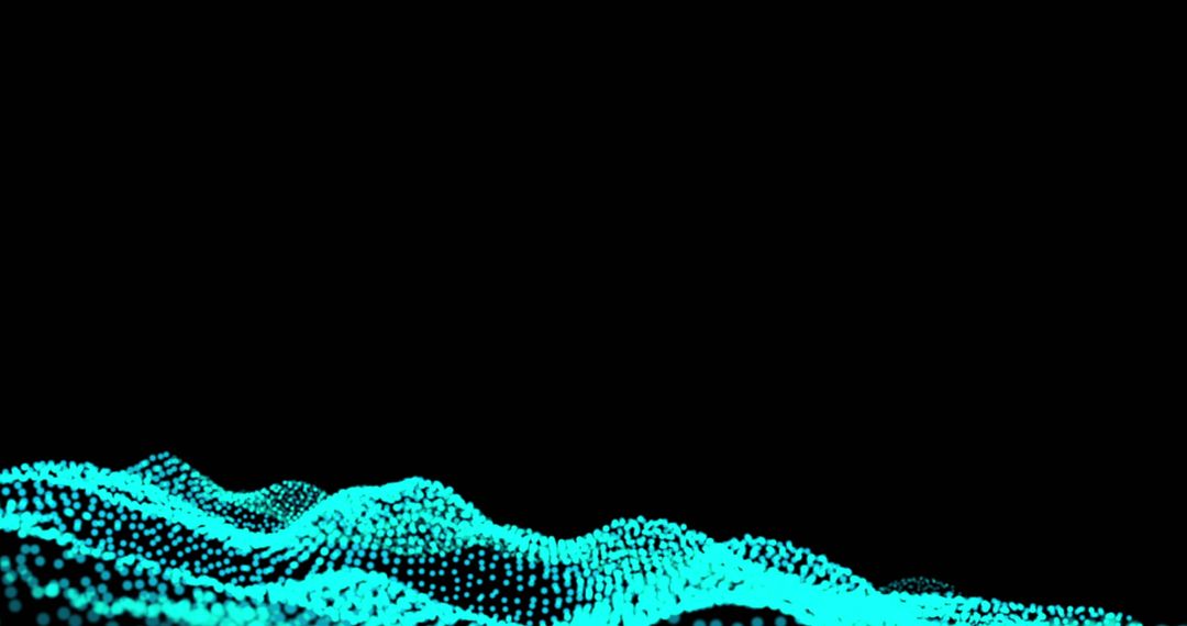 Abstract Glowing Blue Mesh Waves on Black Background