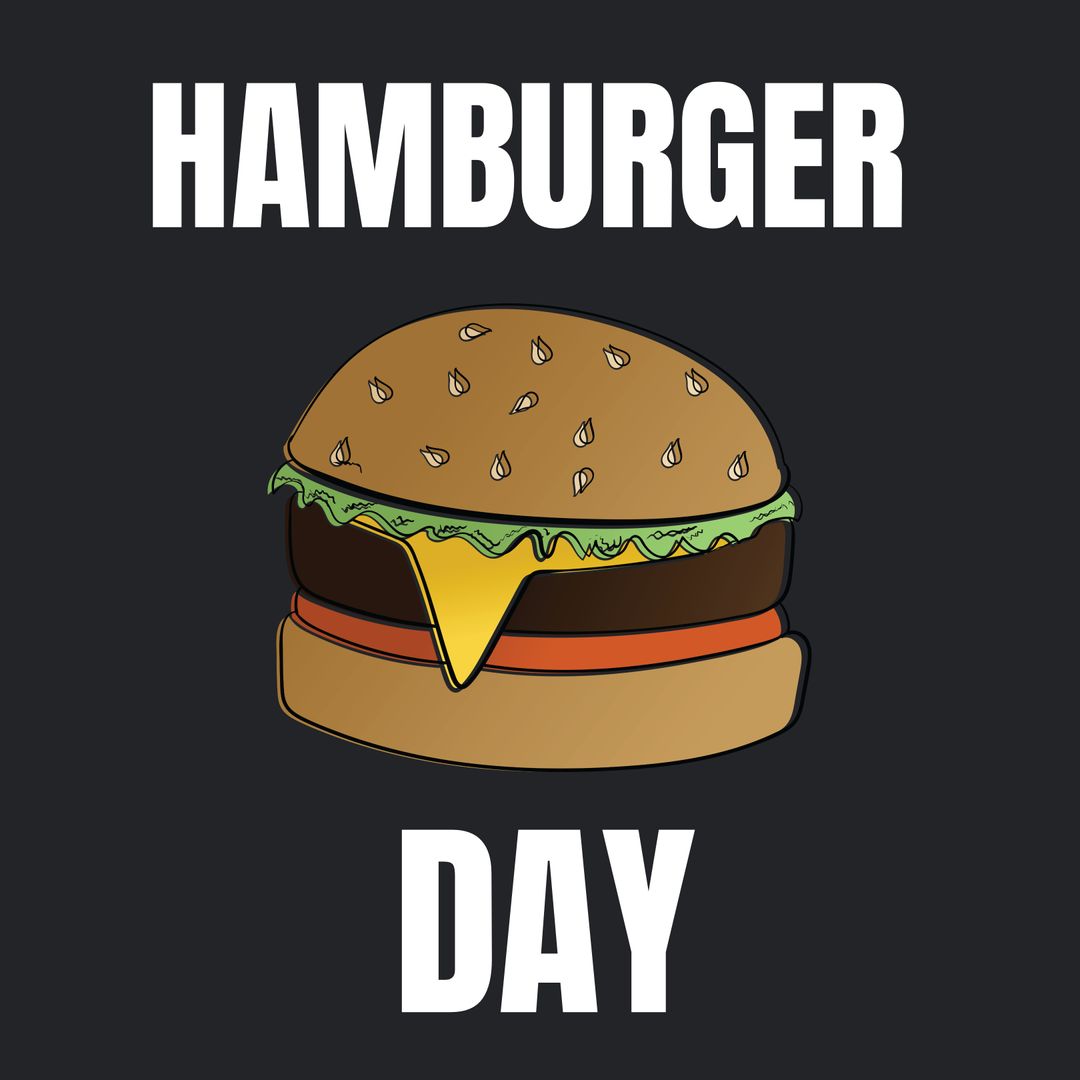 Colorful Hamburger Illustration with Bold Hamburger Day Text