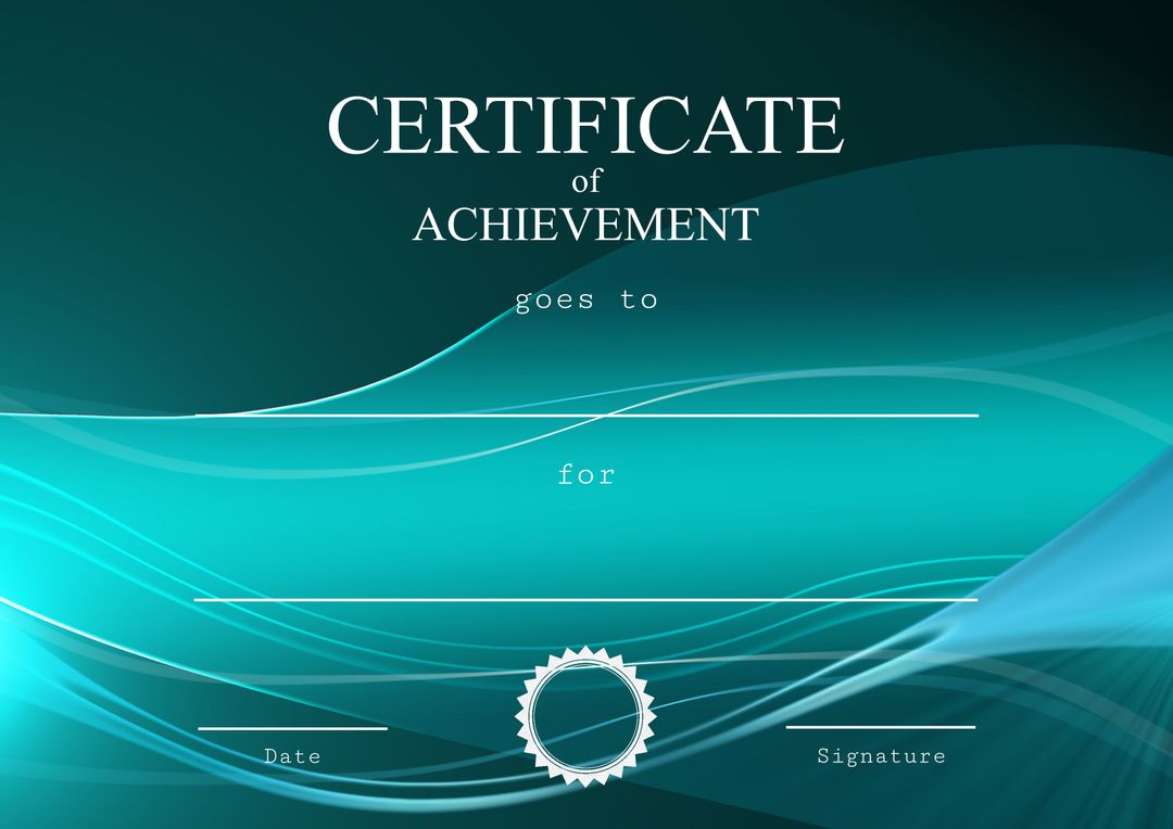 Certificate of Achievement Template with Blue Gradient Design - Download Free Stock Templates Pikwizard.com