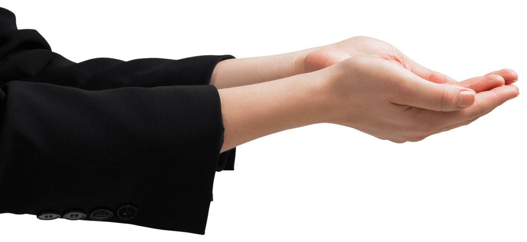Caucasian Business Hands Palms Up Transparent Background