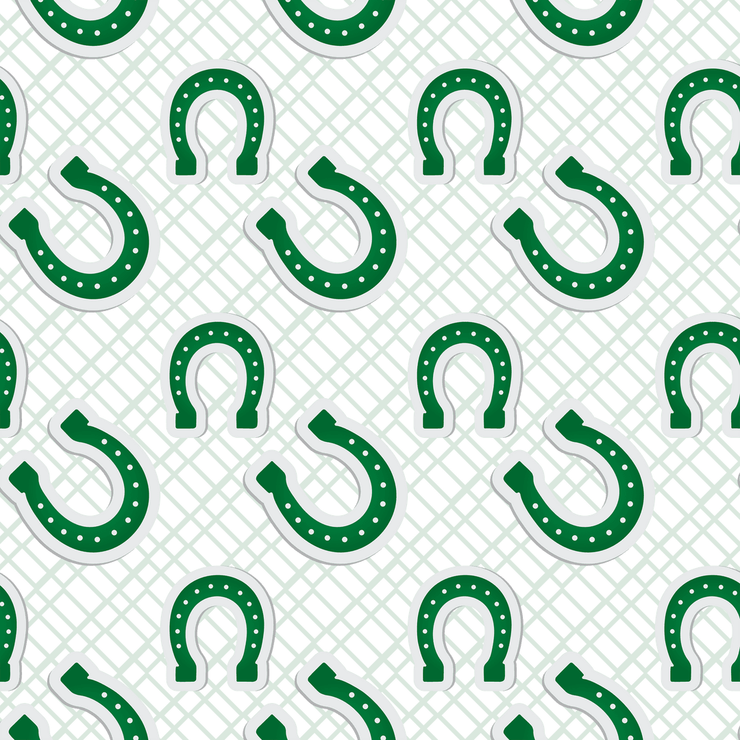 Seamless Green Horseshoe Pattern Design on Transparent Background