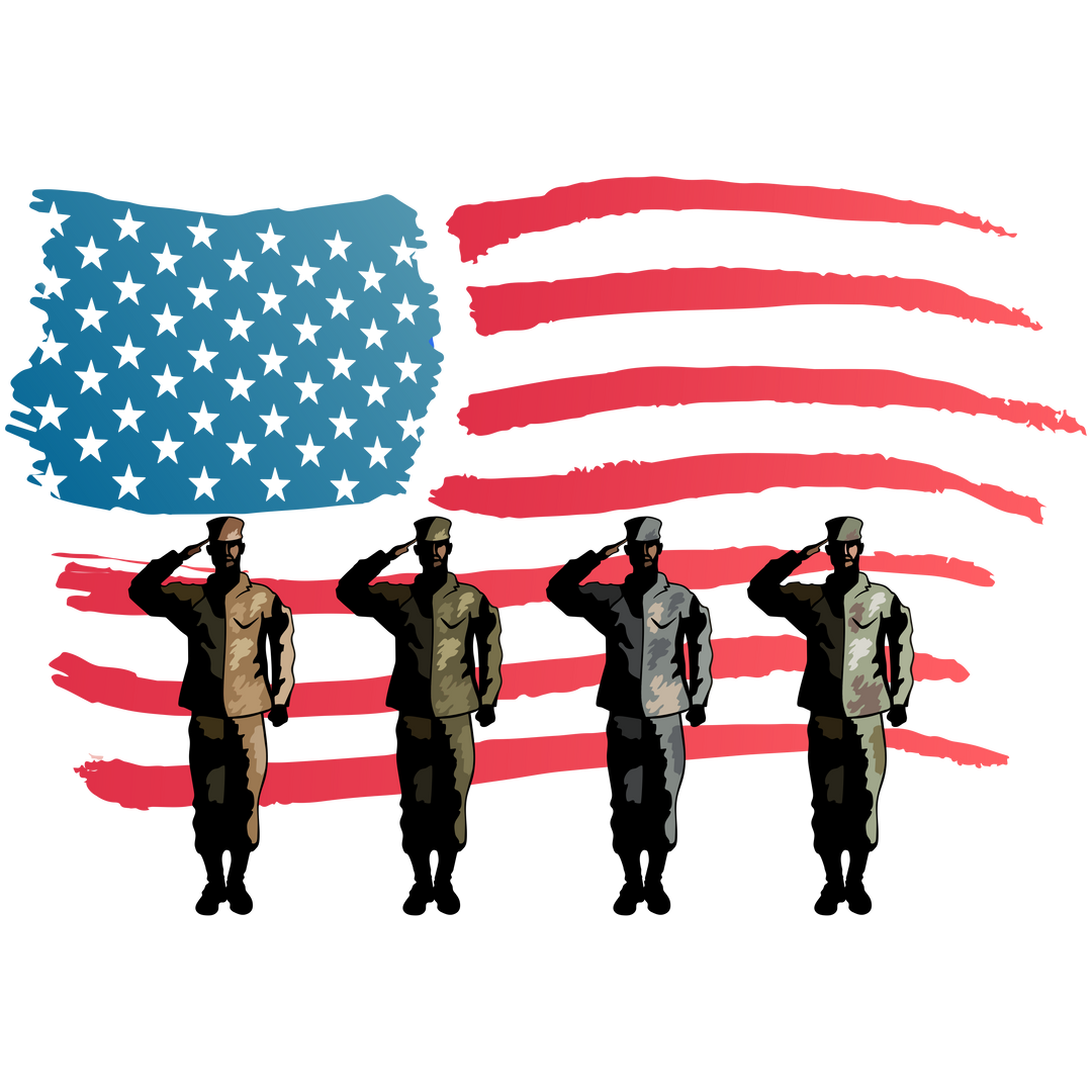 Transparent U.S. Flag Illustration with Soldiers Saluting - Download Free Stock Images Pikwizard.com