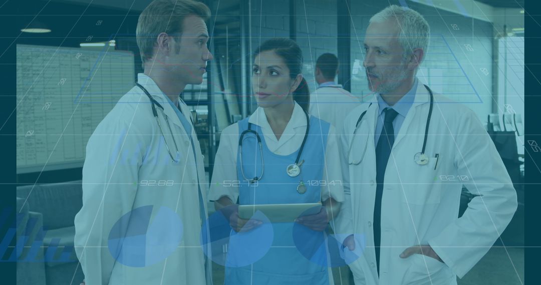 Medical Professionals Analyzing Data with Financial Graphics