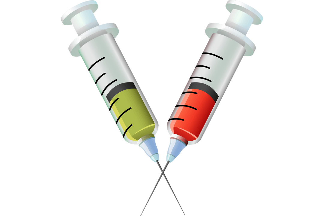 Crossed Syringes Vector Illustration on Transparent Background