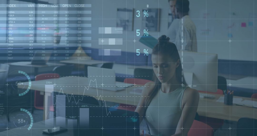 Colleagues Analyzing Financial Data with Digital Technology