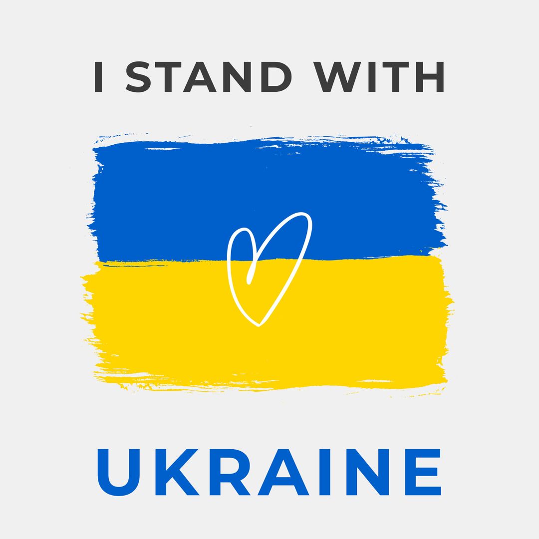 Support Ukraine Text With Heart Over Blue and Yellow Brush Strokes - Download Free Stock Templates Pikwizard.com