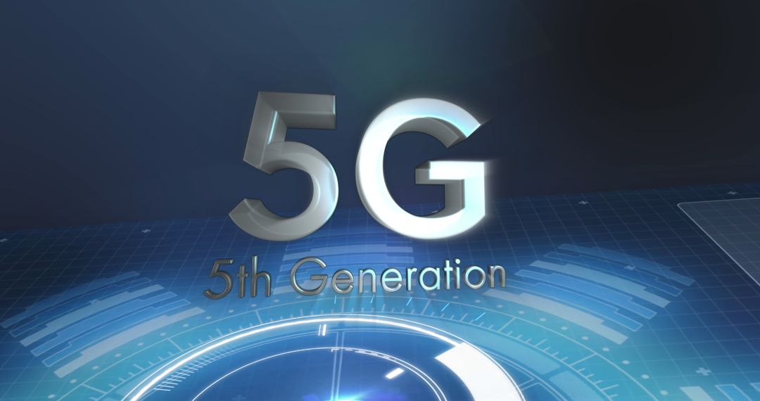 Futuristic 5G Technology Graphic with Digital Interface Elements