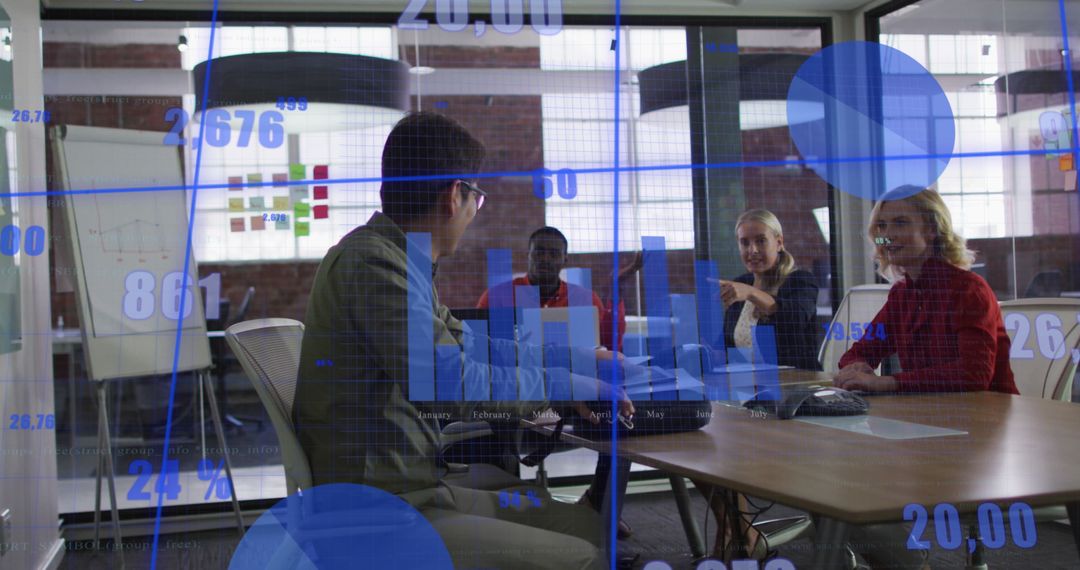 Team Analyzing Data with Digital Interface in Modern Office