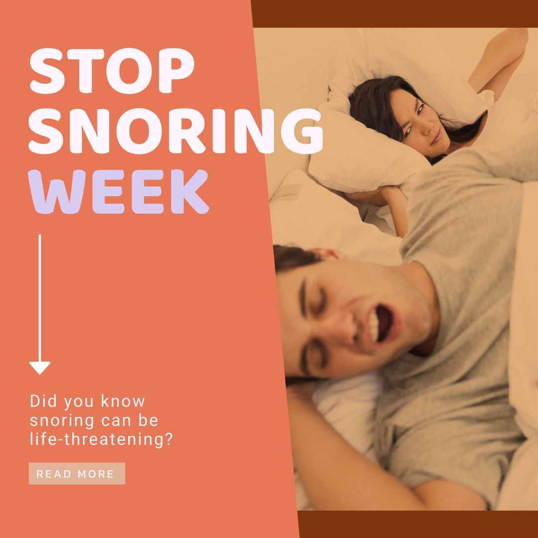 Stop Snoring Week Campaign Poster with Sleepless Woman and Snoring Man - Download Free Stock Templates Pikwizard.com