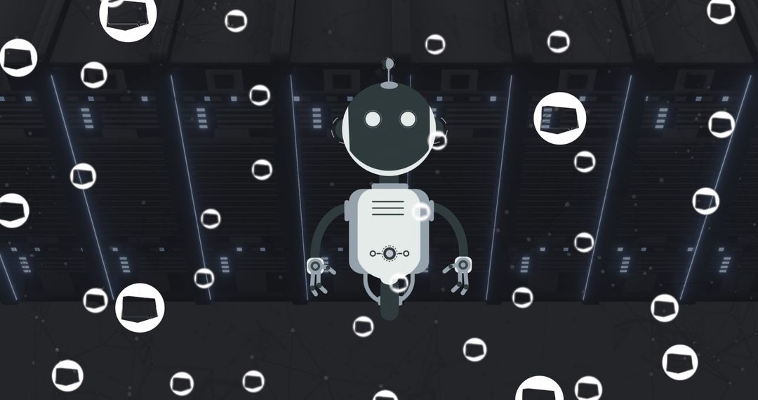 AI Chatbot Amidst Server for Digital Interface Concept