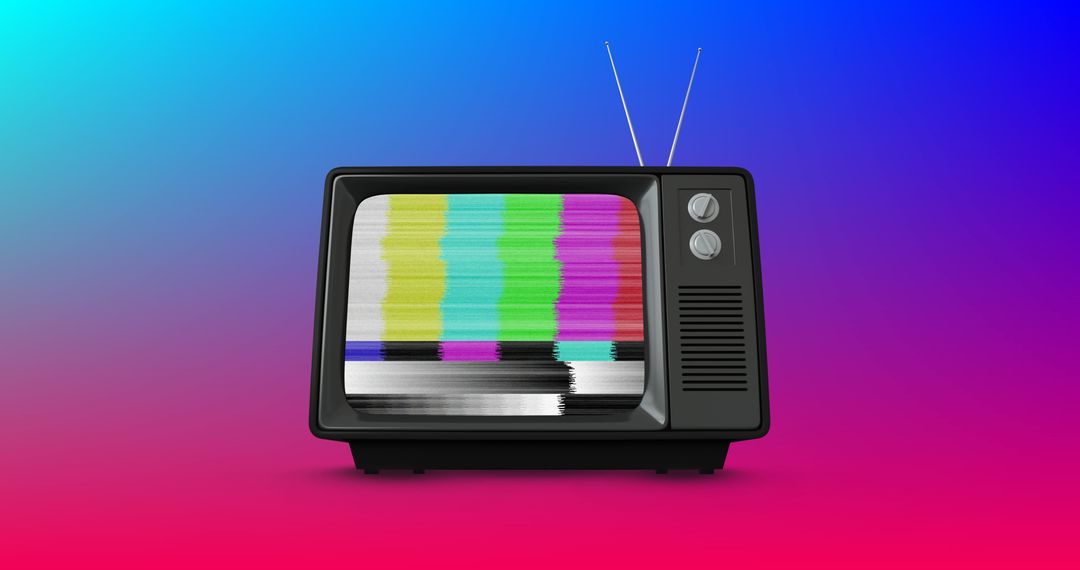 Retro TV with Multicolored Glitch Against Gradient - Free Images, Stock Photos and Pictures on Pikwizard.com