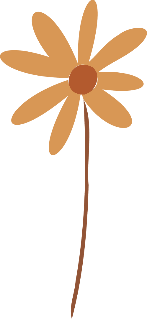 Stylized Orange Daisy on Transparent Background