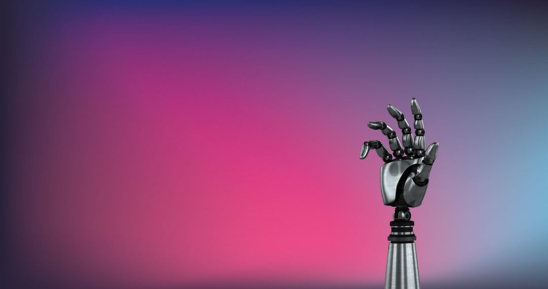 Robotic Hand on Vibrant Gradient Background