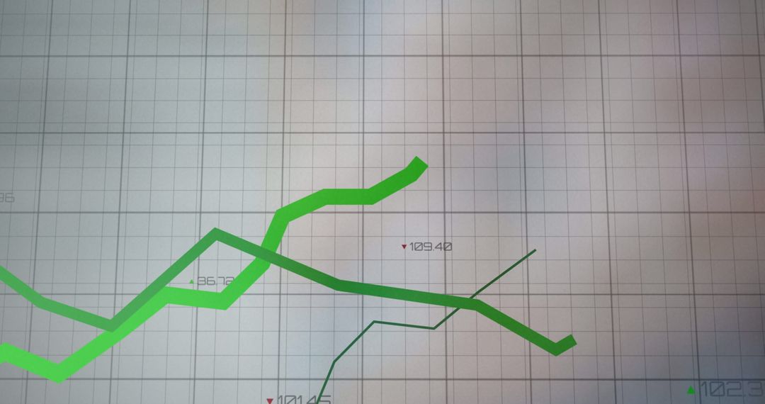 Rising Graph Line Over Digital Grid Background