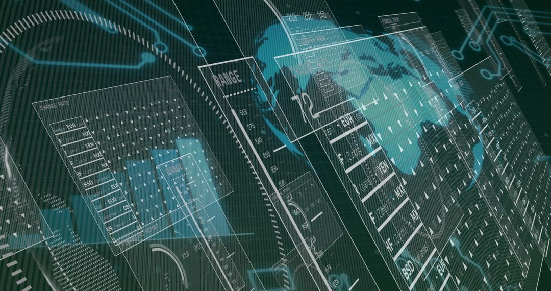 Futuristic Virtual Dashboard with Data Visualizations