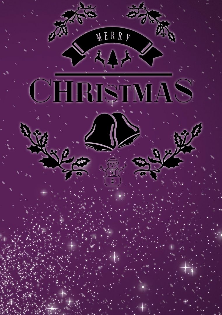 Purple Christmas Card with Graphic Text and Snowflakes - Download Free Stock Templates Pikwizard.com