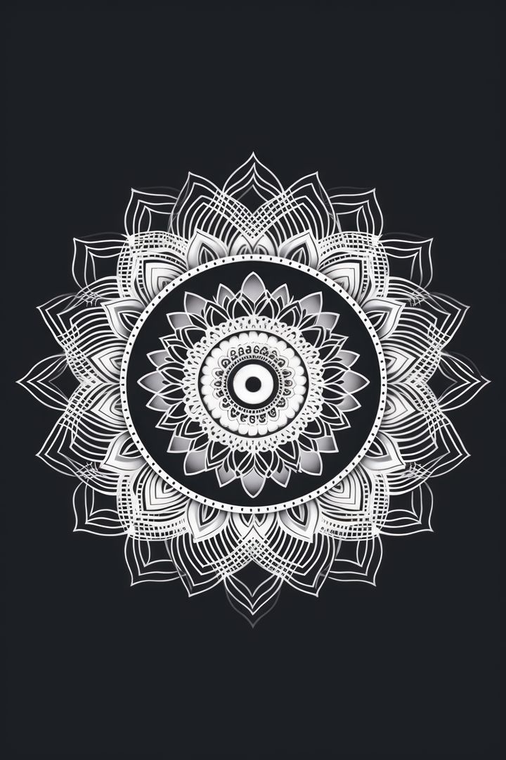 White mandala design on black background, created using generative ai technology - Free Images, Stock Photos and Pictures on Pikwizard.com