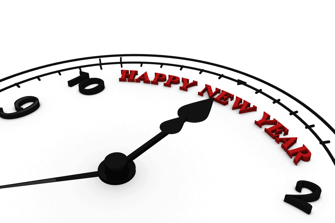 Transparent Festive Clock with Happy New Year Message