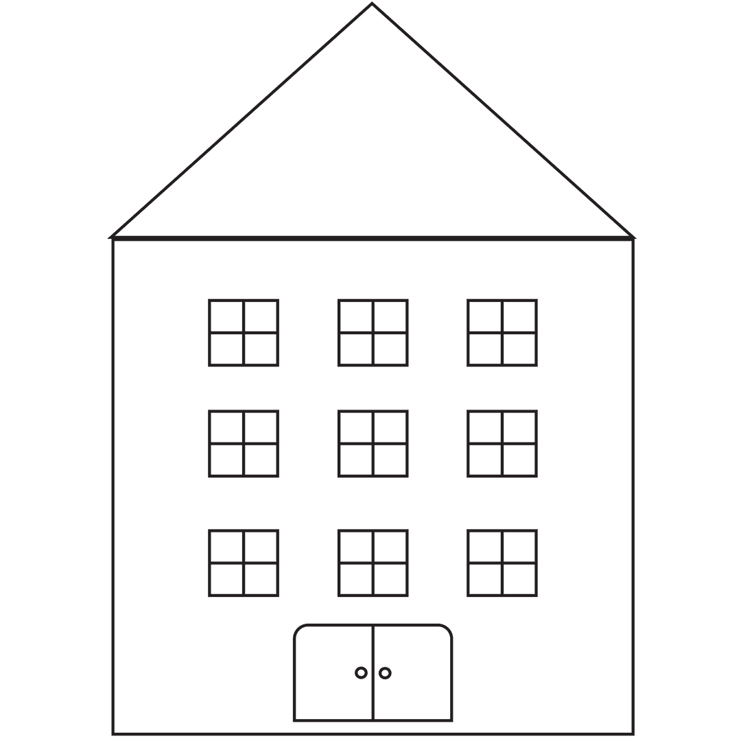 Simple Elevation of Building Design on Transparent Background