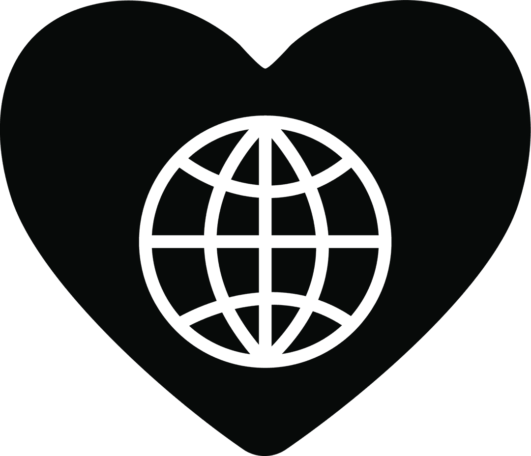 Transparent Heart with Globe Icon Symbolizing Global Love