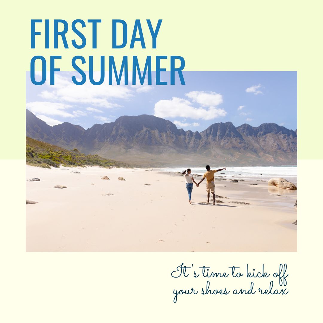 Couple Walking Hand in Hand on Sandy Beach
