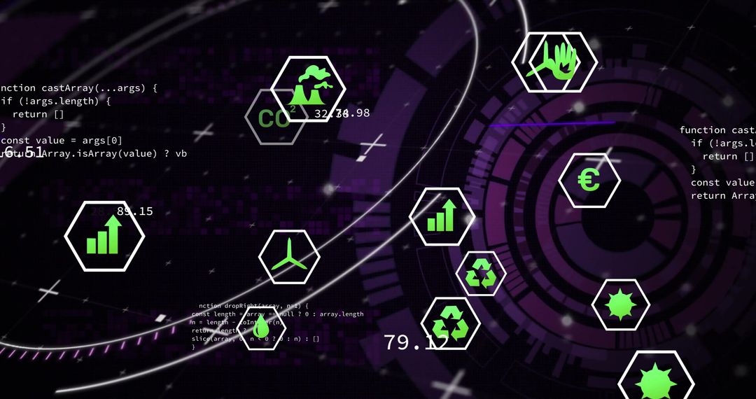 Futuristic Green Tech Eco Graphics and Digital Analytics