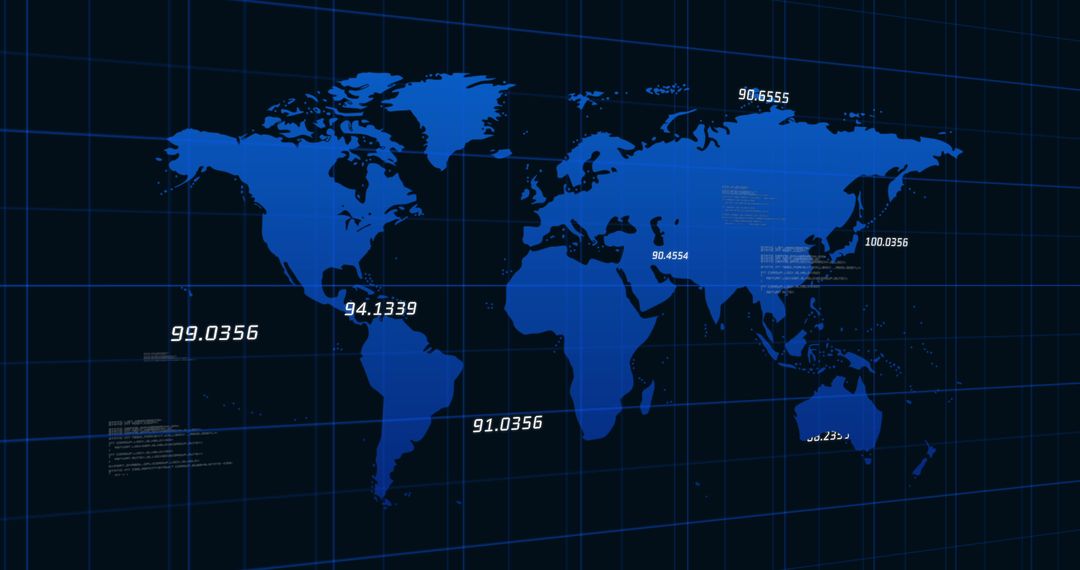 Digital Global Economy Map with Rising Numbers