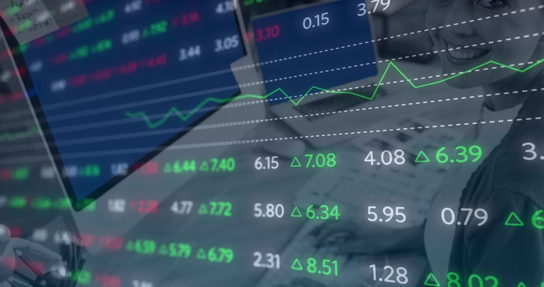 Stock Market Data Processing Displayed on Office Monitors