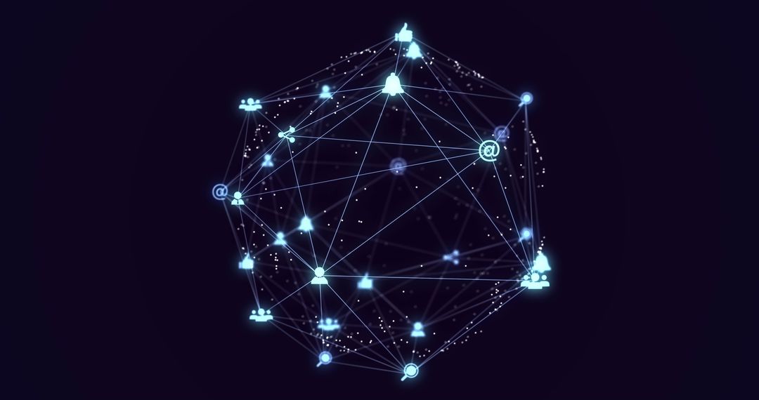 Global Network with Digital Connection Icons on Dark Background