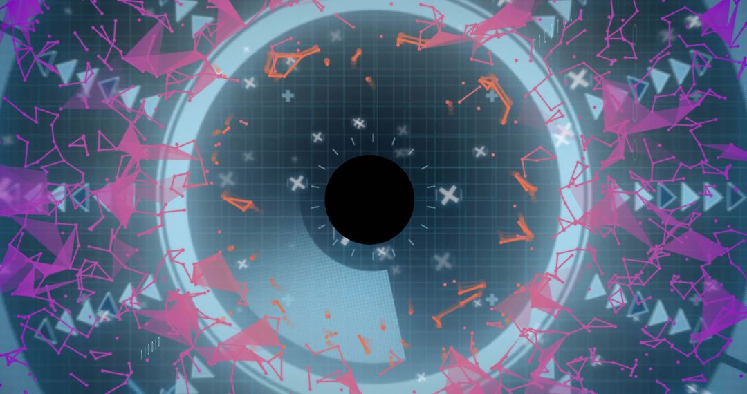 Futuristic Digital Design with Geometric Shapes and Central Circle