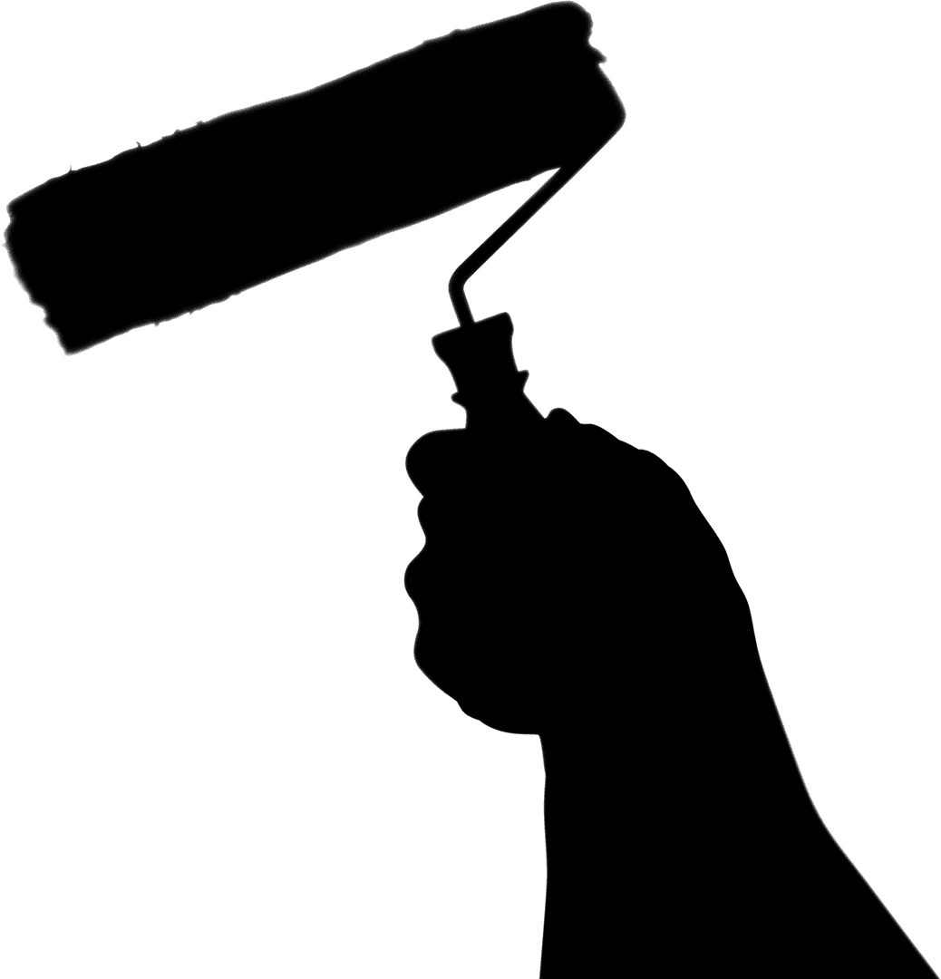 Hand Holding Foam Roller on Transparent Background for Painting Projects