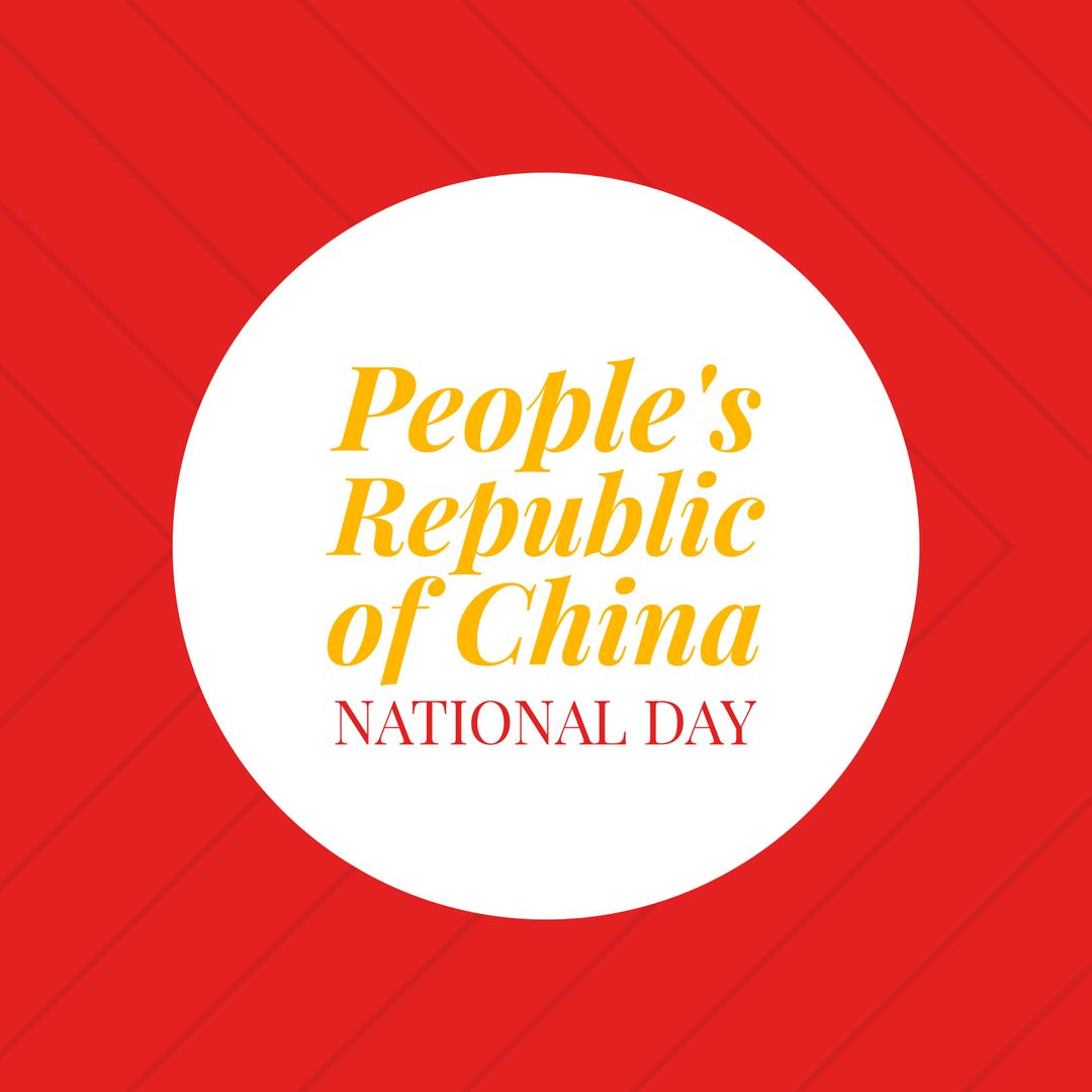 China National Day Celebration Design with White Circle Text Art