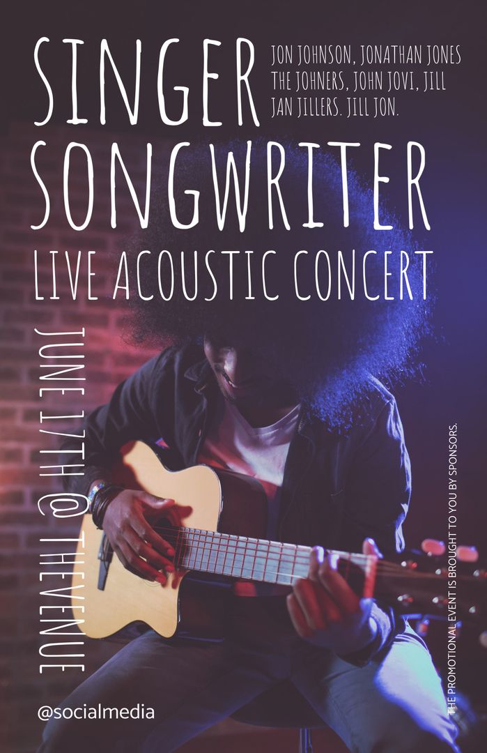 Passionate Singer-Songwriter Performing Live Acoustic Concert - Download Free Stock Templates Pikwizard.com