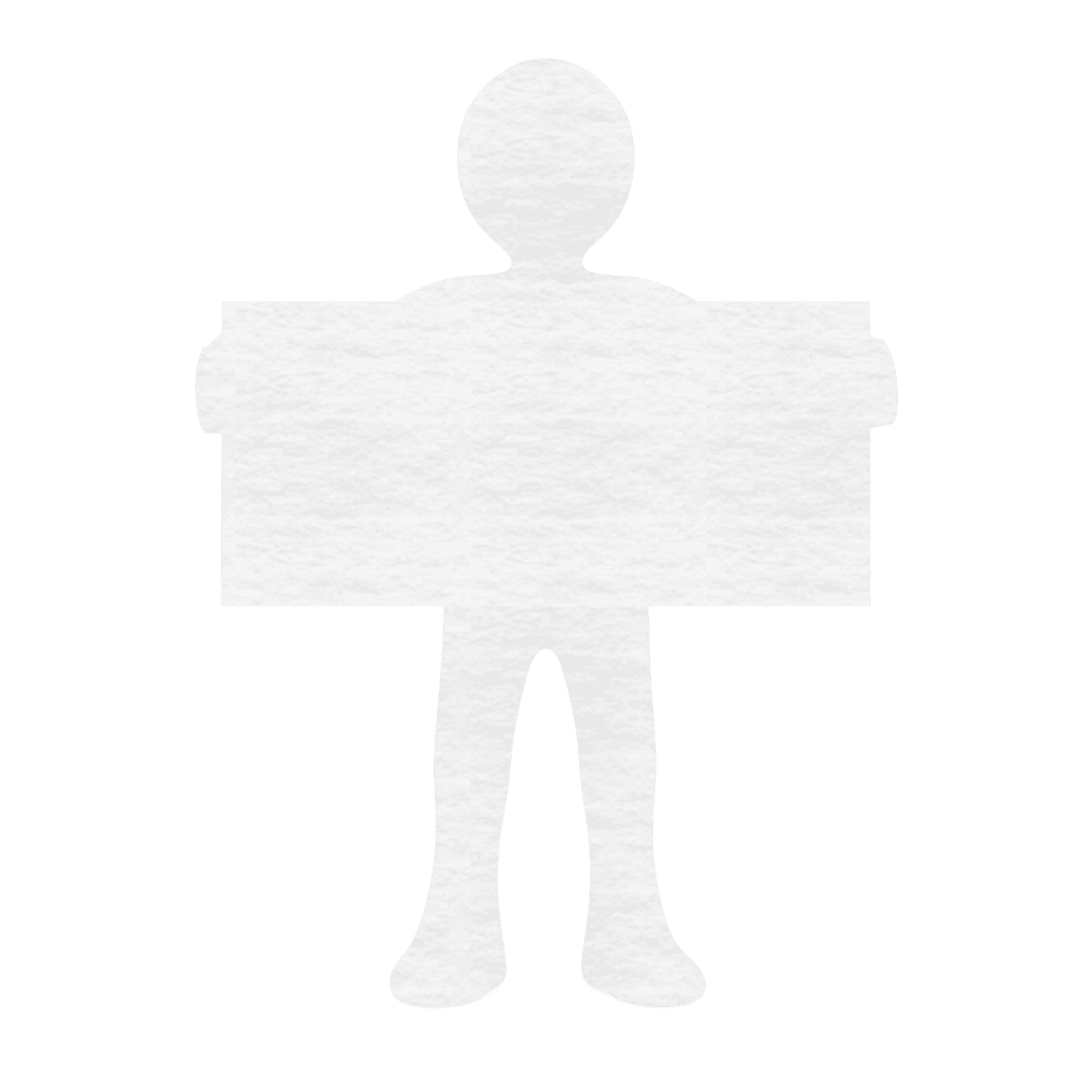 Transparent Human Figure Holding Blank Sign Illustrating Copy Space