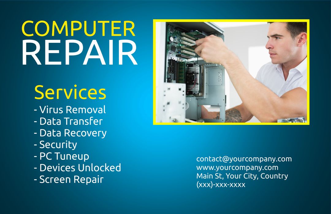 Computer Repair Services with Technician Working on Hardware - Download Free Stock Templates Pikwizard.com