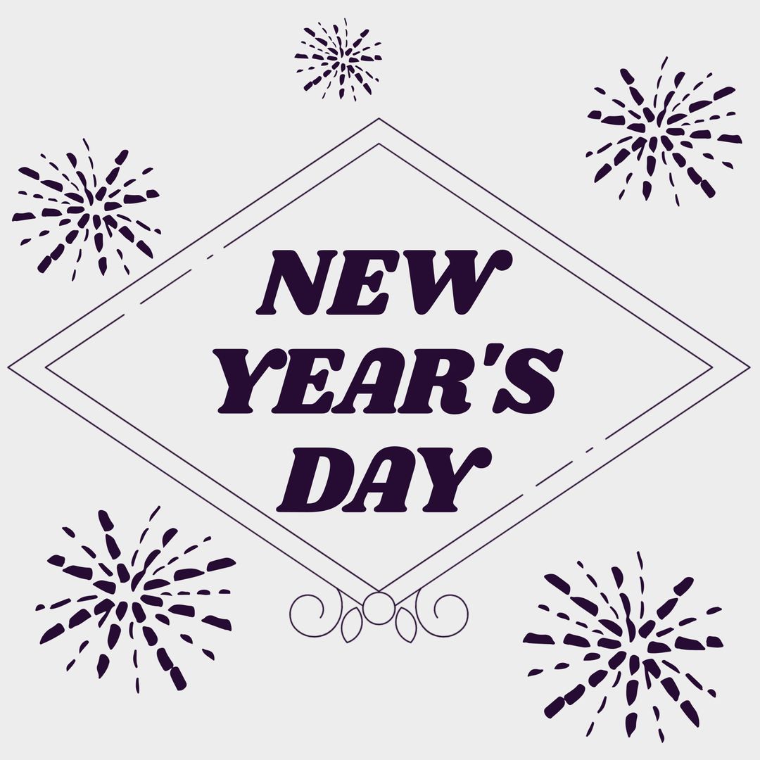 Festive New Year's Day Announcement with Fireworks