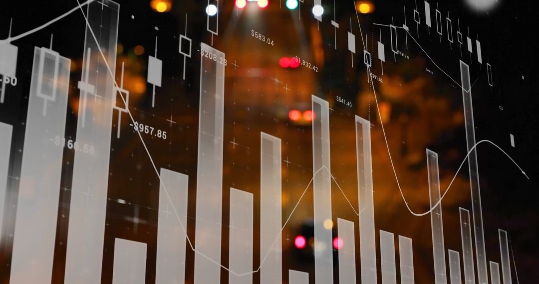 Abstract Financial Chart with Blurred City Lights