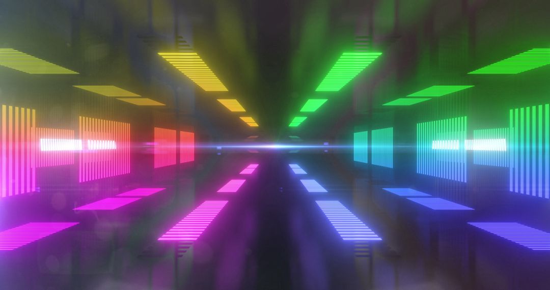 Multicolored Glowing Stripes Tunnel Render Dreamscape